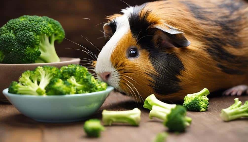 guinea pigs eating broccoli