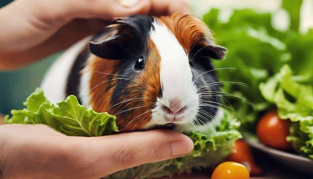 feeding lettuce to guinea pigs